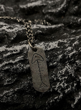 原创设计鱼骨头项链吊坠纯银