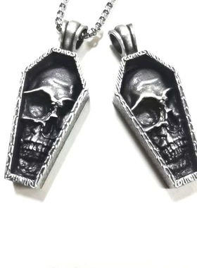 欧美跨境复古男女吊坠骷髅头项链个性创意吊牌厂家