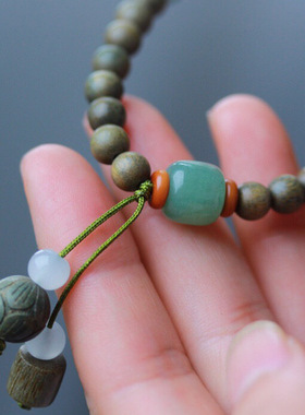 手链文玩桶珠绿檀木情侣