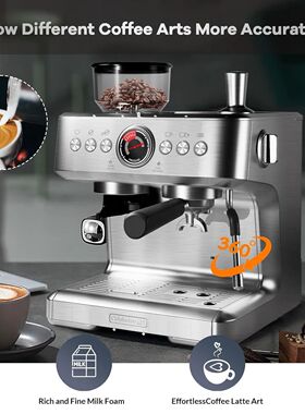 Espresso Machine with Grinder 20 Bar Semi-Automatic Coffee M