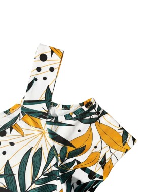 Women's Tropical Leaf Print Cold Shoulder Midi Dress Summer