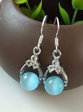 时尚气质转运珠耳环玉石