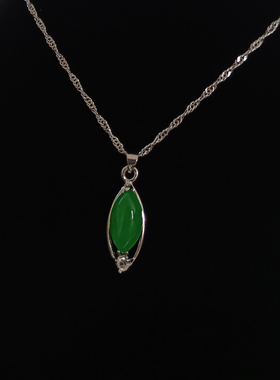 正品绿色马来玉吊坠项链水波链