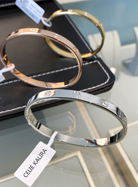 冷淡风轻奢十字镶钻情侣手镯