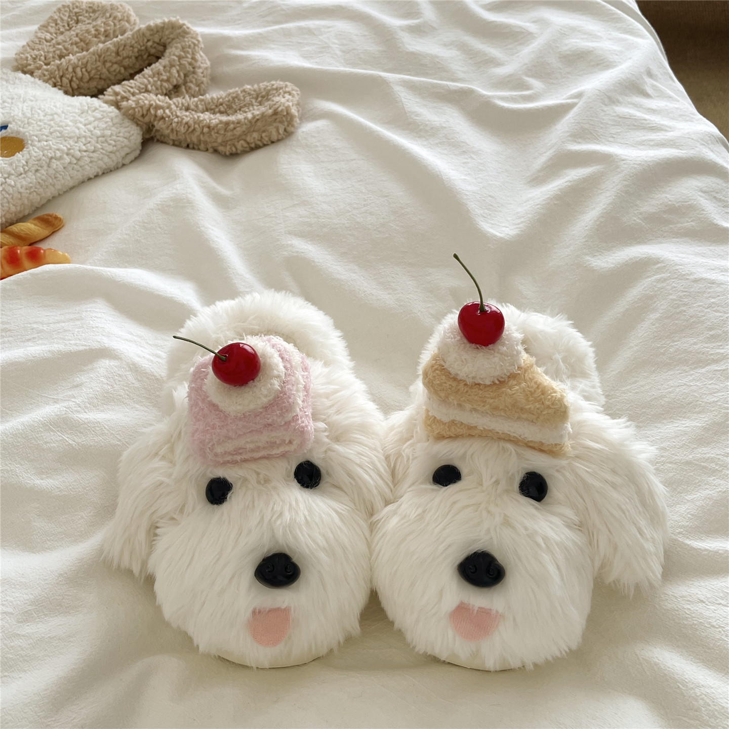 贪吃马尔济斯~！蛋糕ins甜美包跟毛毛棉鞋女居家加绒冬季棉拖鞋潮,淘宝优惠券,粉丝福利购,淘宝优惠卷