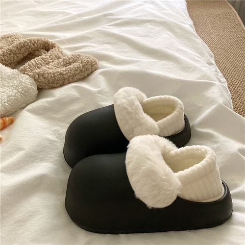 力推两穿~！可拆卸防水棉鞋女厚底保暖INS外穿冬季包跟毛毛棉拖鞋 - 图3