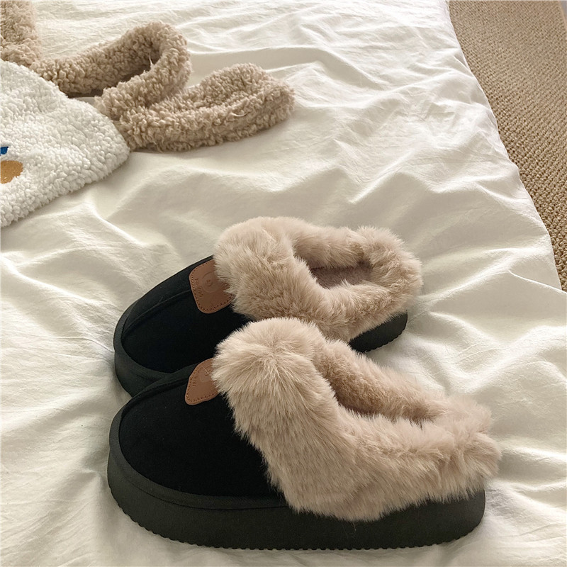 棕熊贴布~！蓬松厚实ins可爱棉拖鞋女外穿居家冬季保暖毛毛拖鞋潮,淘宝优惠券,粉丝福利购,淘宝优惠卷