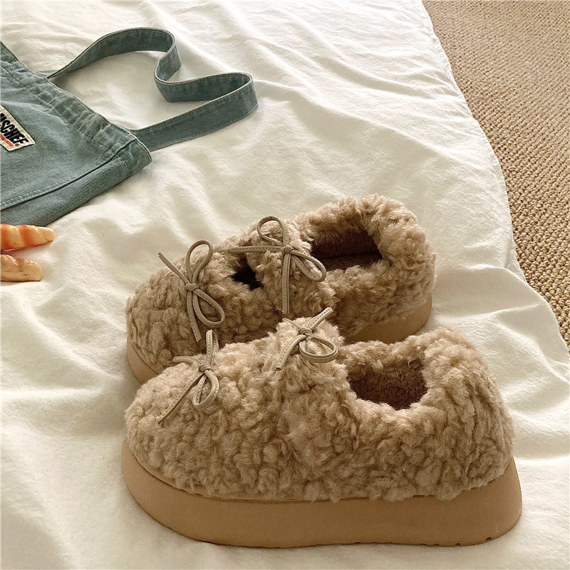 芭蕾少女风格~！暖和厚实加绒包跟棉鞋女冬季保暖雪地毛毛棉拖鞋,淘宝优惠券,粉丝福利购,淘宝优惠卷