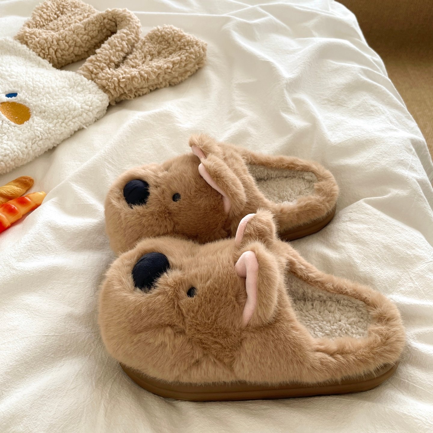 迷糊西高地~！可爱加厚ins包头居家毛毛拖鞋女冬季厚底保暖棉拖鞋,淘宝优惠券,粉丝福利购,淘宝优惠卷