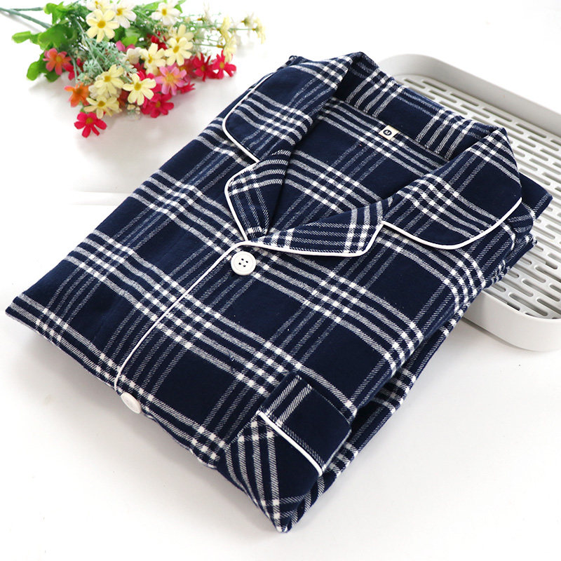 春秋中厚男女情侣睡衣纯棉磨毛双股绒布家居服简约格子翻领开衫,淘宝优惠券,粉丝福利购,淘宝优惠卷