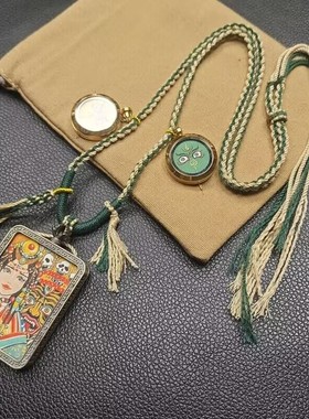 纯手工手搓棉藏式项链绳藏式编绳九宫牌蜜蜡吊坠项链挂绳天珠绳子