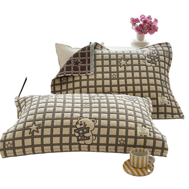 新款全棉纯棉磨毛砂洗泡芙枕巾52*78cm一对装家用枕头巾舒适柔软 - 图3