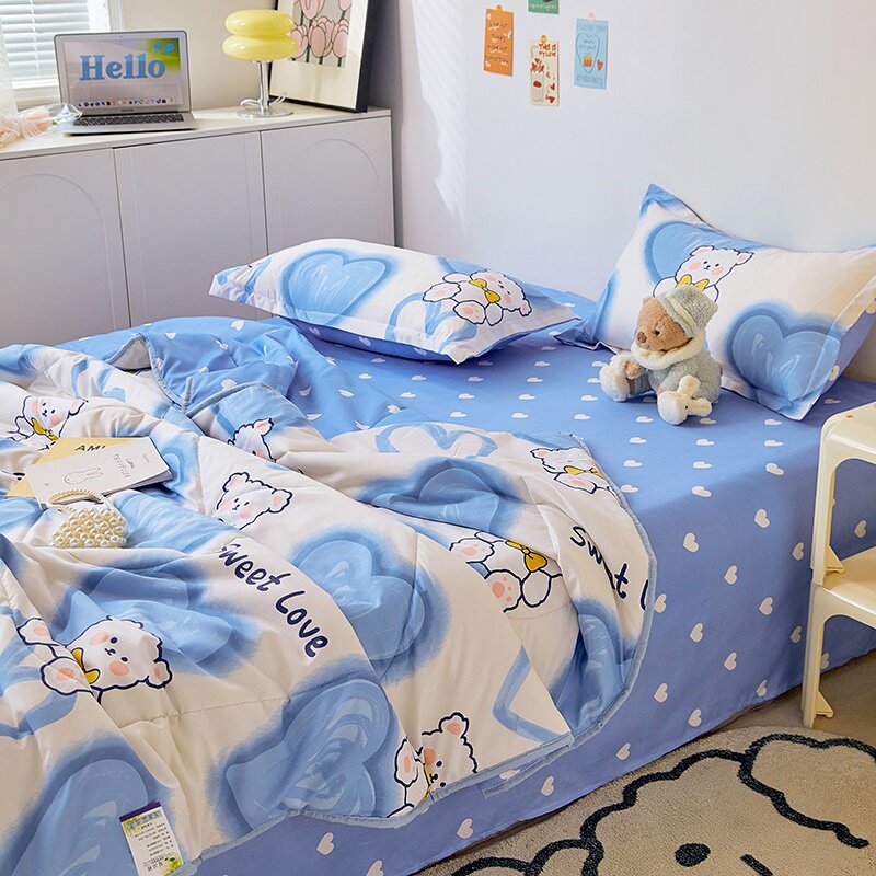 可机洗四件套水洗夏季单夏凉被子 星晴化纤被