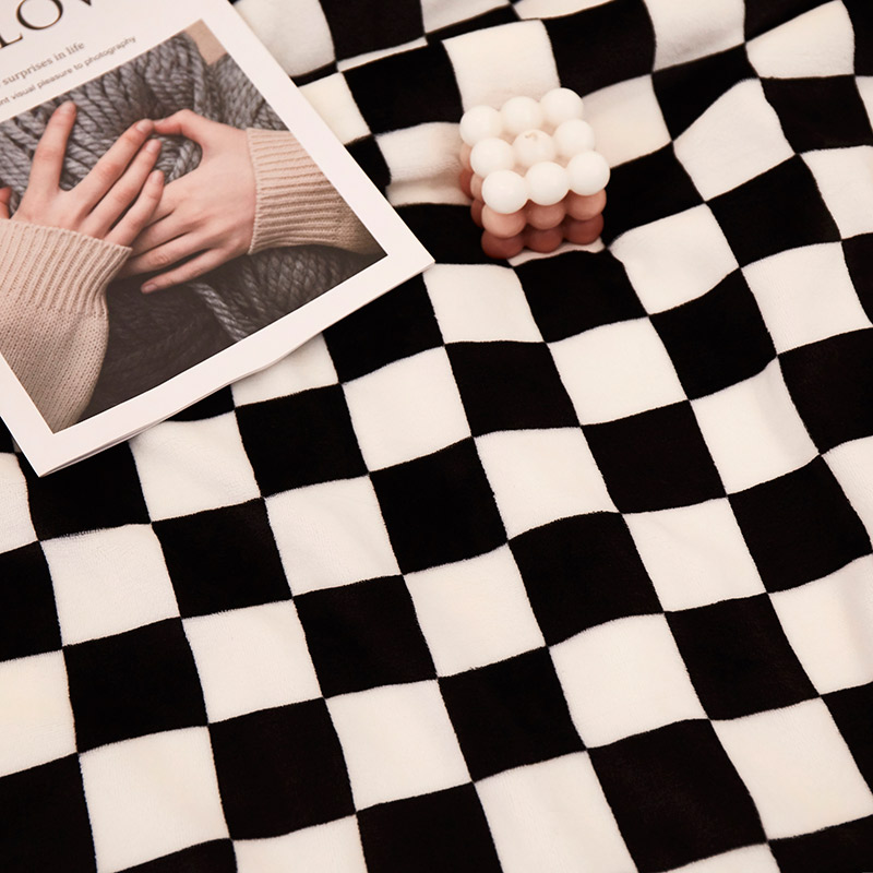 牛奶绒棋盘格单双人学生床单 星晴休闲毯/毛毯/绒毯