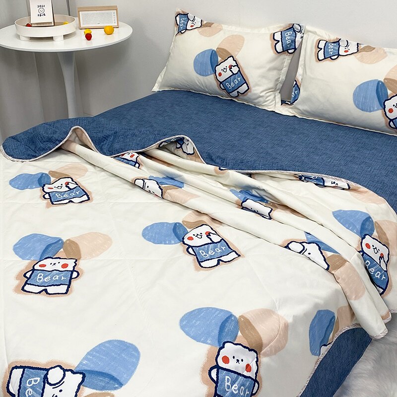 可机洗四件套水洗夏季单夏凉被子 星晴化纤被