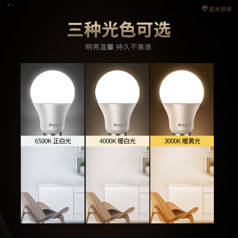 阳光led灯泡e27螺口节能球泡灯灯泡E14家用led灯大功率电灯泡-图1