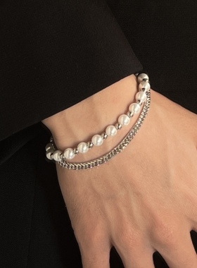 嘻哈潮牌双层珍珠手链