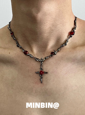 玫瑰十字架项链小众设计