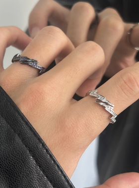 闪电满钻戒指小众设计