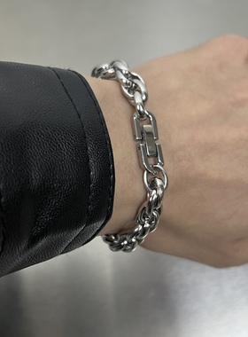 钛钢手链男潮ins小众设计感