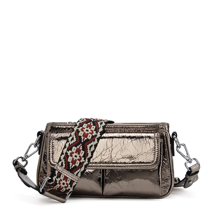 真皮包包女2022新款潮金属色斜挎包 图丁小方包