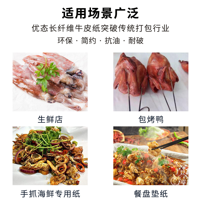 白色覆膜淋膜牛皮纸 防水防油餐桌垫纸烤鸭食品包装纸包邮 - 图2