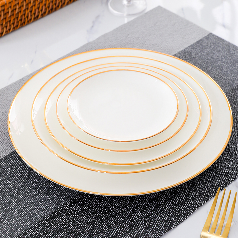 菜盘盘子家用陶瓷牛排盘西餐盘创意骨瓷平盘子圆形餐具凉菜盘套装 - 图1