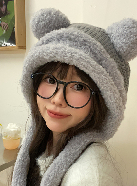 雷锋帽逛街甜美可爱女冬加绒加厚