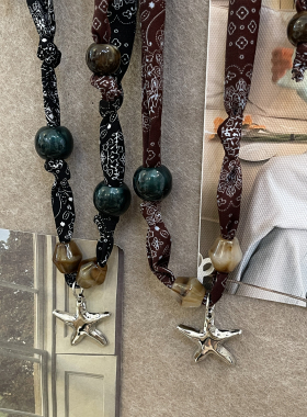 抽拉式花纹爱心长项链毛衣链女春