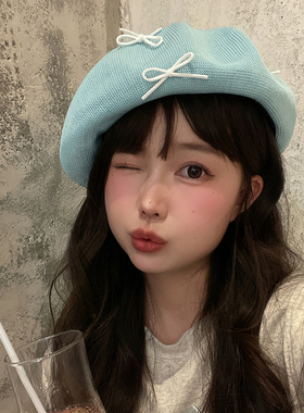 贝雷帽出游甜美可爱女夏薄荷曼波