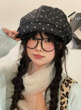 一帽四戴星星牛仔八角帽子早秋女