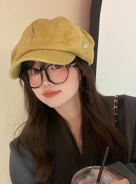 八角帽逛街休闲女秋大头围显脸小