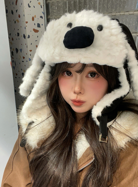 新款飞行员眼镜帽子女户外保暖冬