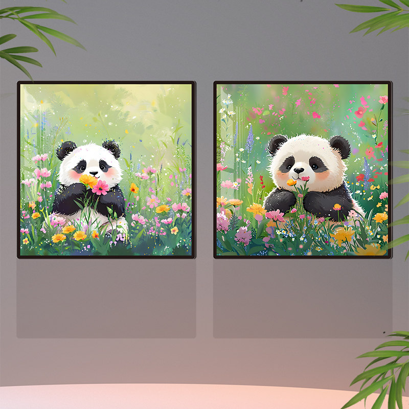 可爱卡通熊猫遮丑墙贴小清新立体卧室亚克力自粘治愈系房间装饰画,淘宝优惠券,粉丝福利购,淘宝优惠卷