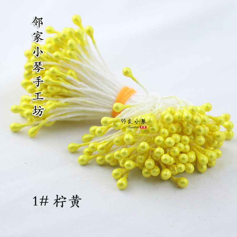 1扎珠光色圆头花心花蕊手工花蕾DIY火柴头胸花发簪缠花发饰材料 - 图3