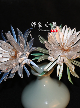 古风昙花月仙发簪缠丝diy材料包