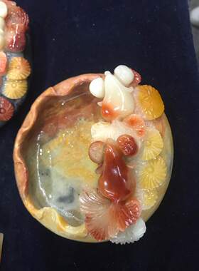 寿山芙蓉石工艺品烟灰缸桌面装饰鱼缸商务礼品艺术品送人礼物包邮
