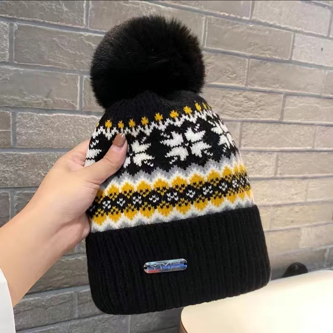 冬天帽子韩版学生毛球保暖针织帽秋冬季女士韩国加绒加厚毛线帽