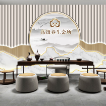 3d Solid Health Wellness Hall Front Office Background Wall Paper Clubhouse Tea Room New Chinese Wall Boutique table Decorative Wallpaper