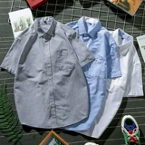 Мужская летняя хлопковая белая рубашка для отдыха, ткань оксфорд, подходит для подростков, оверсайз, в корейском стиле