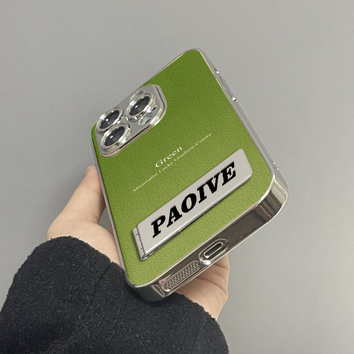 渐变绿简约英文电镀适用苹果16promax手机壳iPhone15个性13新款14pro高级时尚17plus情侣12小羊皮女x防摔硬壳,淘宝优惠券,粉丝福利购,淘宝优惠卷