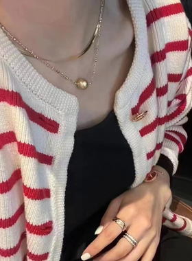 天卉珠宝18K金仙女链南洋金珠路路通可调节款爆闪豆豆蕾丝链中金