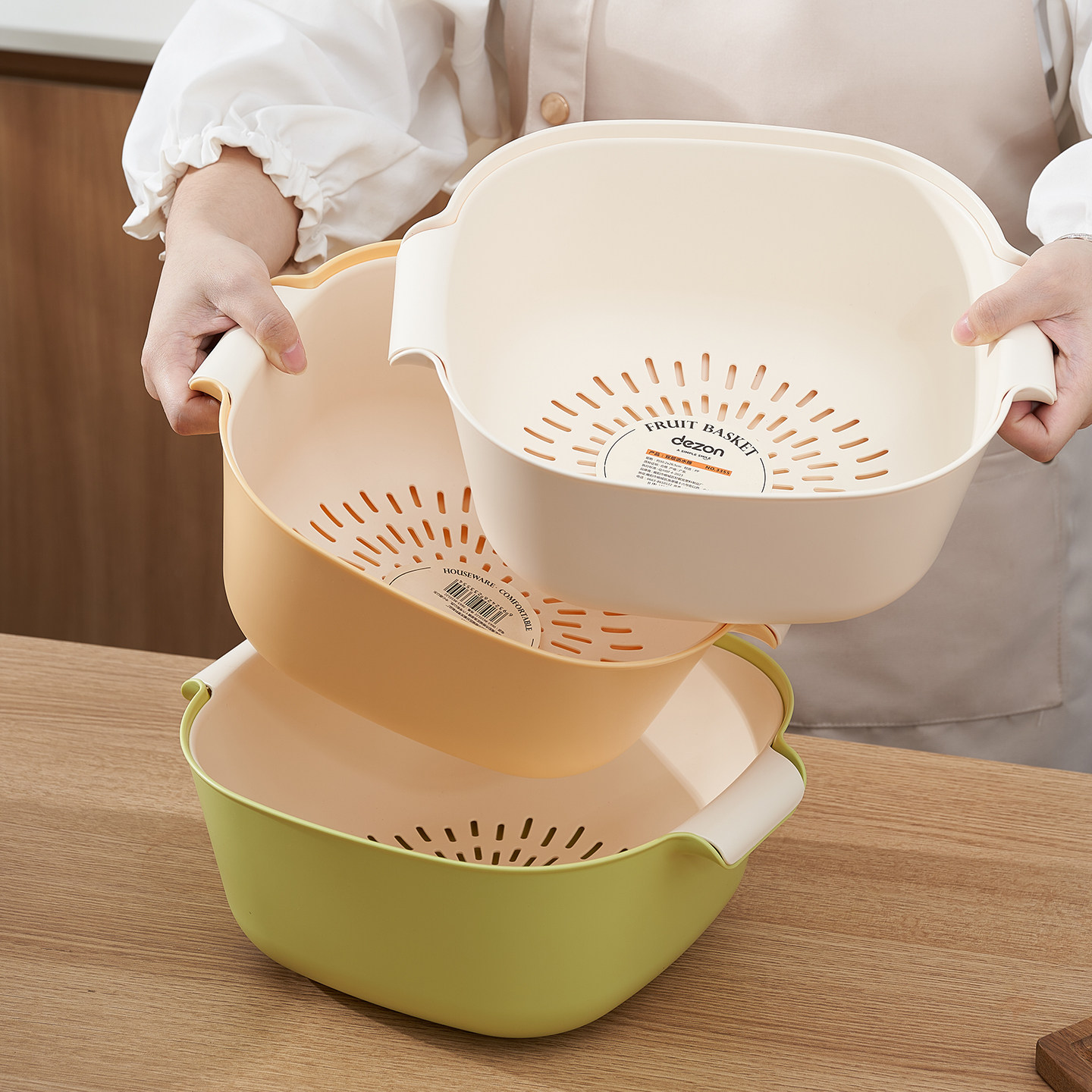 双层洗菜盆沥水篮厨房客厅家用水果盘水槽淘米洗菜篮子食品级大号,淘宝优惠券,粉丝福利购,淘宝优惠卷