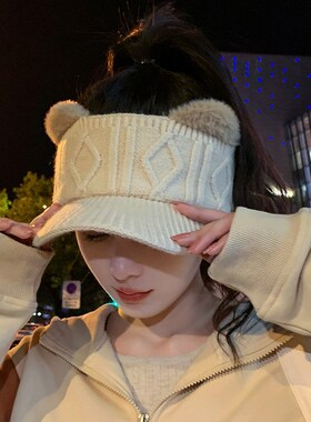 帽子葩澜朵鸭舌帽女针织时尚秋冬