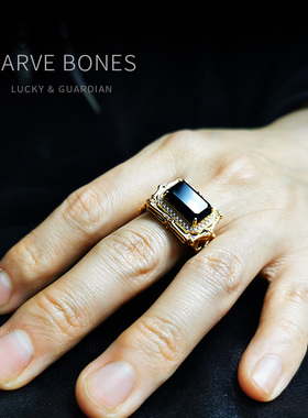 豪华男士18K金蓝宝石戒指