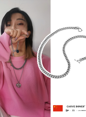 潮牌嘻哈双面切割古巴链项链