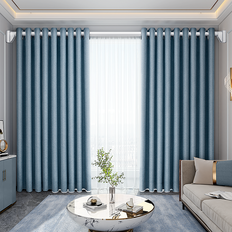 窗帘伸缩一整套2022新款打孔罗马杆 未来式成品窗帘