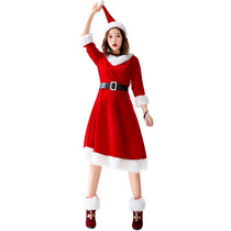 Christmas outfit 7 Sleeves No Down Velvet Long Gross Christmas Performance Wear with dress and foot cover Christmas Dress