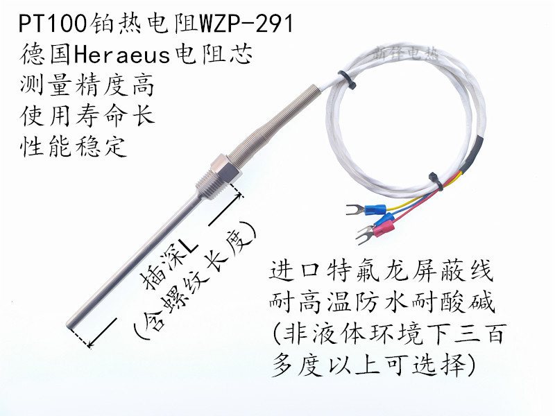 铂热电阻WZP291不锈钢防水感温探头测温棒温度传感器 - 图2