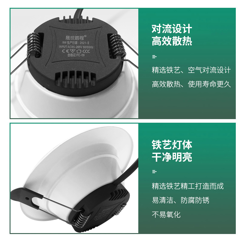 led筒灯客厅吊顶面板灯2.5寸3W9W15W20W天花灯嵌入式孔灯射灯工 - 图2